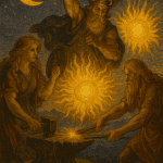 The Norse gods forge light in the heavens, creating the sun and moon.